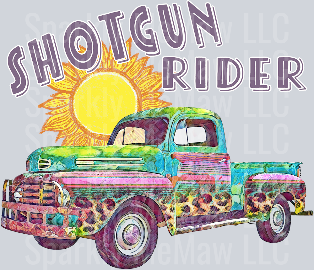 Shot Gun Rider UV DTF Decal (printed in width)