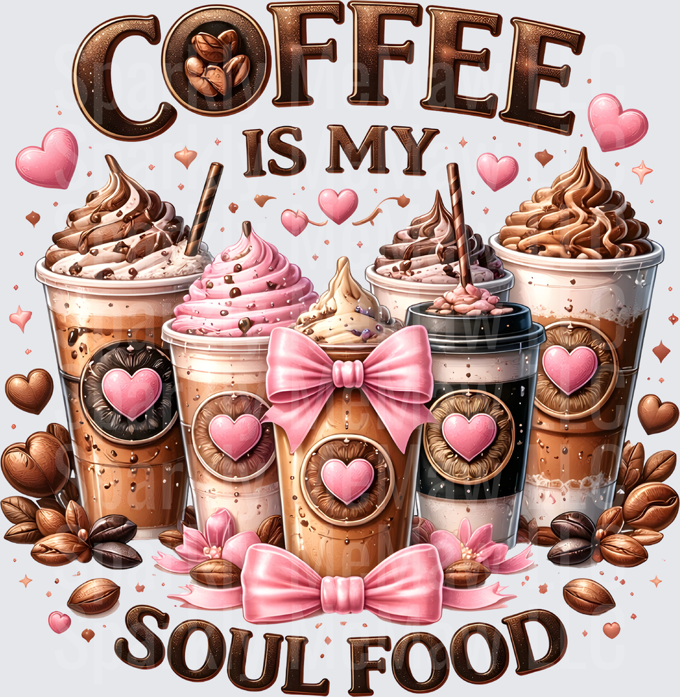 Coffee Is My Soul Food Quote with Heart Decorated Coffee Cups