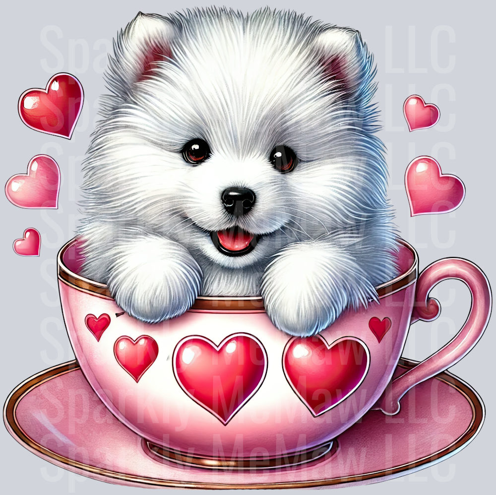 Valentines Cup Puppy UV DTF Decal 57