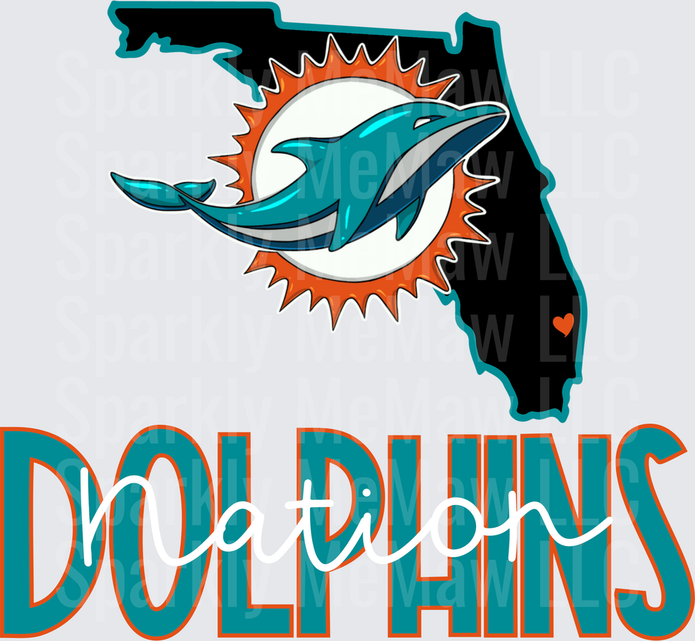 Miami Dolphins Florida Nation UV DTF Decal