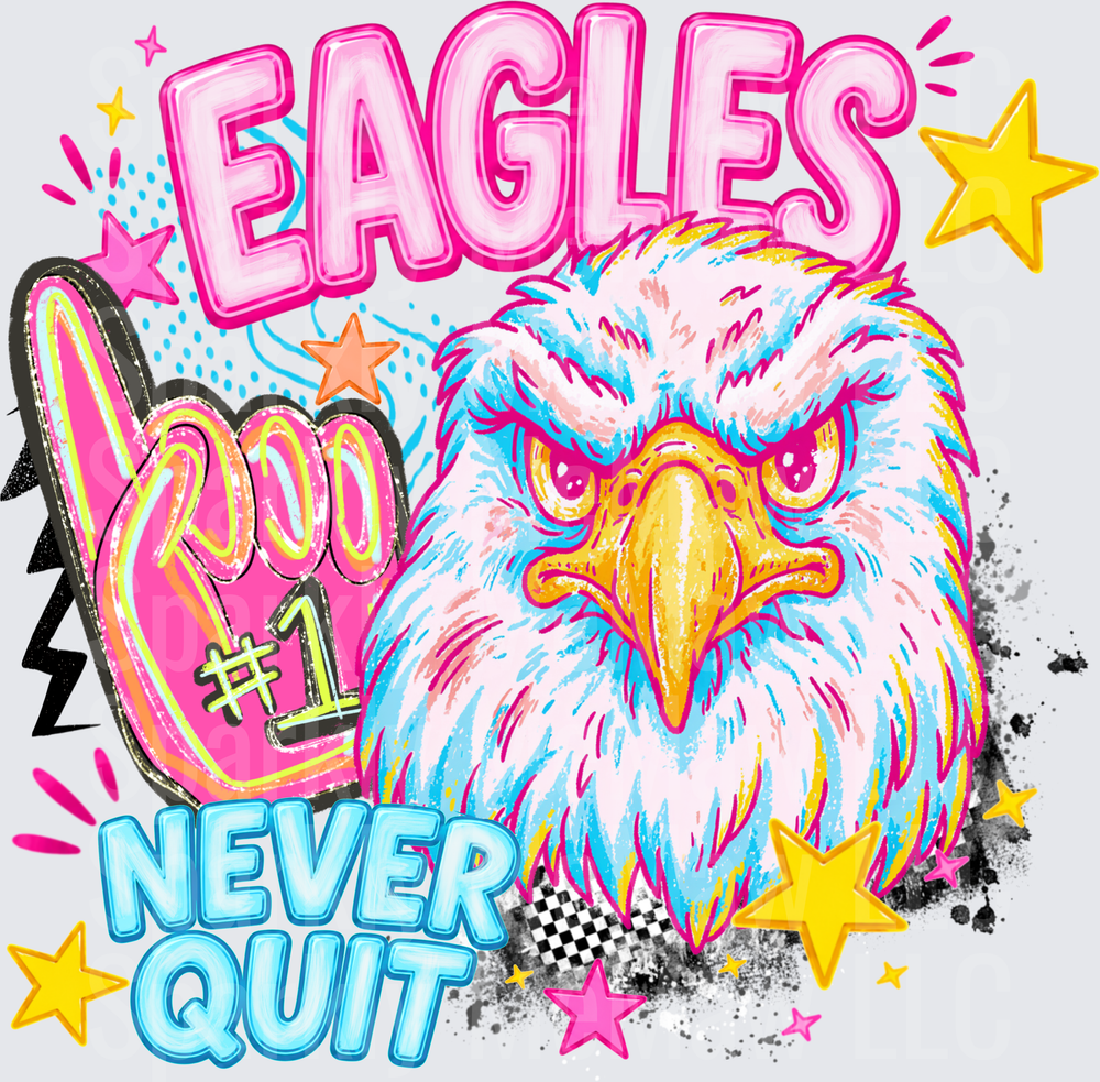 Motivational Eagle Never Quit 100 Percent DTF Transfer for Fabric