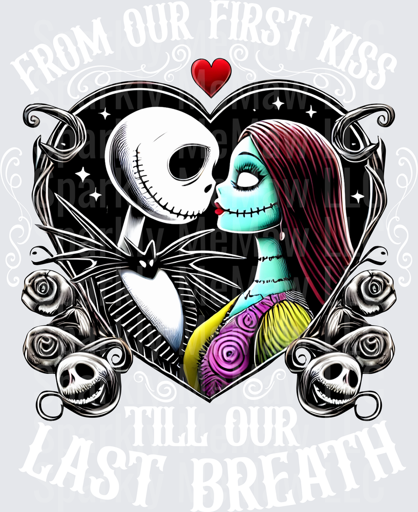 Jack Skellington and Sally Romance Heart Gothic Love Design UV DTF Decal