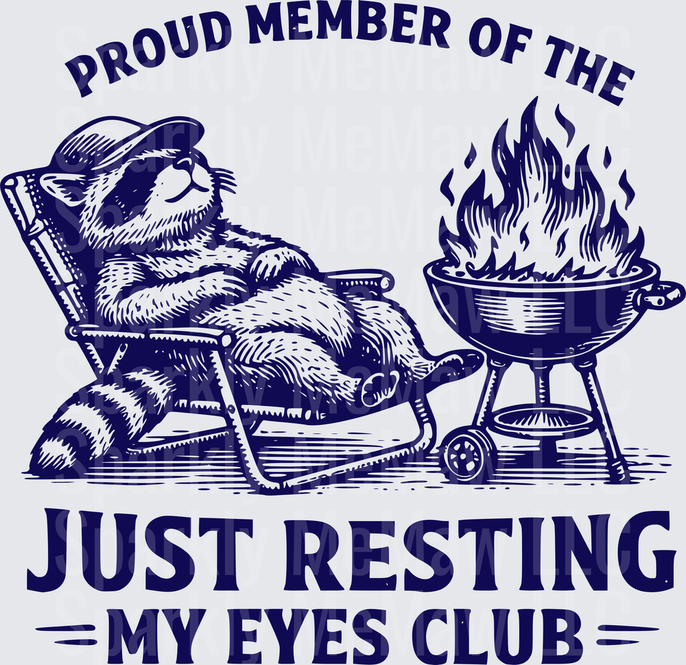 Proud Member of the Just Resting My Eyes Club Bear in Chair with Grill UV DTF Decal