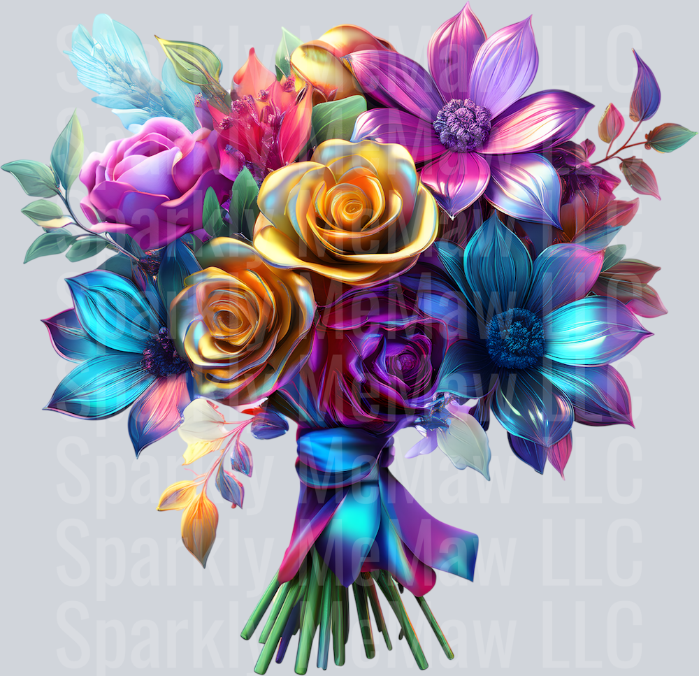 jewel tone floral clipart (28) UV DTF Decal