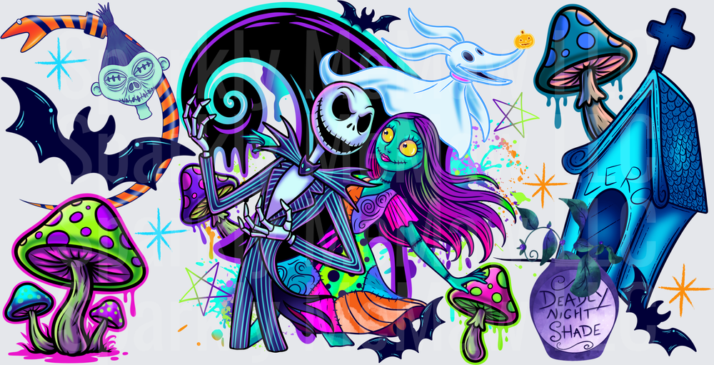 Jack and Sally Nightmare UV DTF 16 OZ Wrap