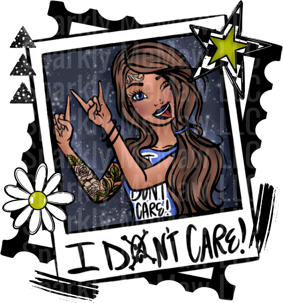 Sassy Girl with Tattoos Making Peace Signs I Don't Care Attitude UF DTF Decal
