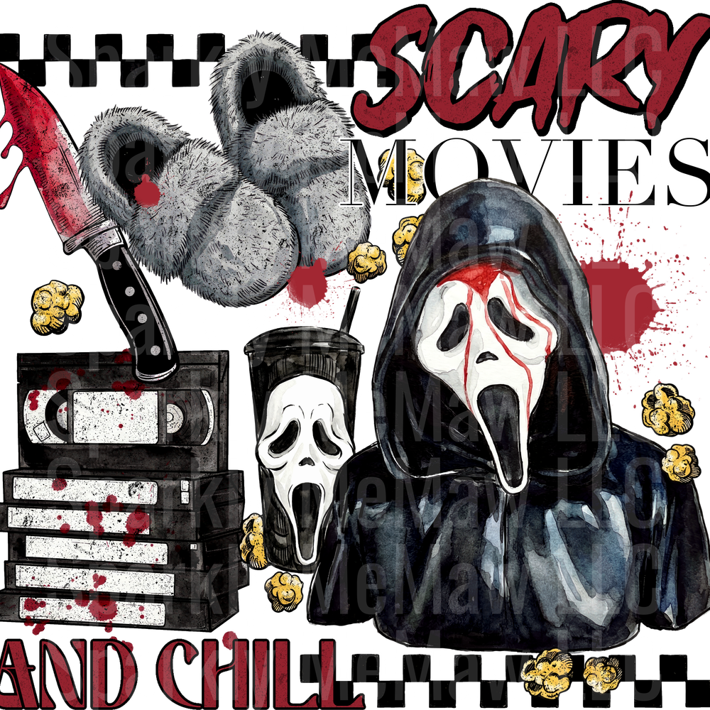 Scary movies and chill DTF Transfer (Fabrics)