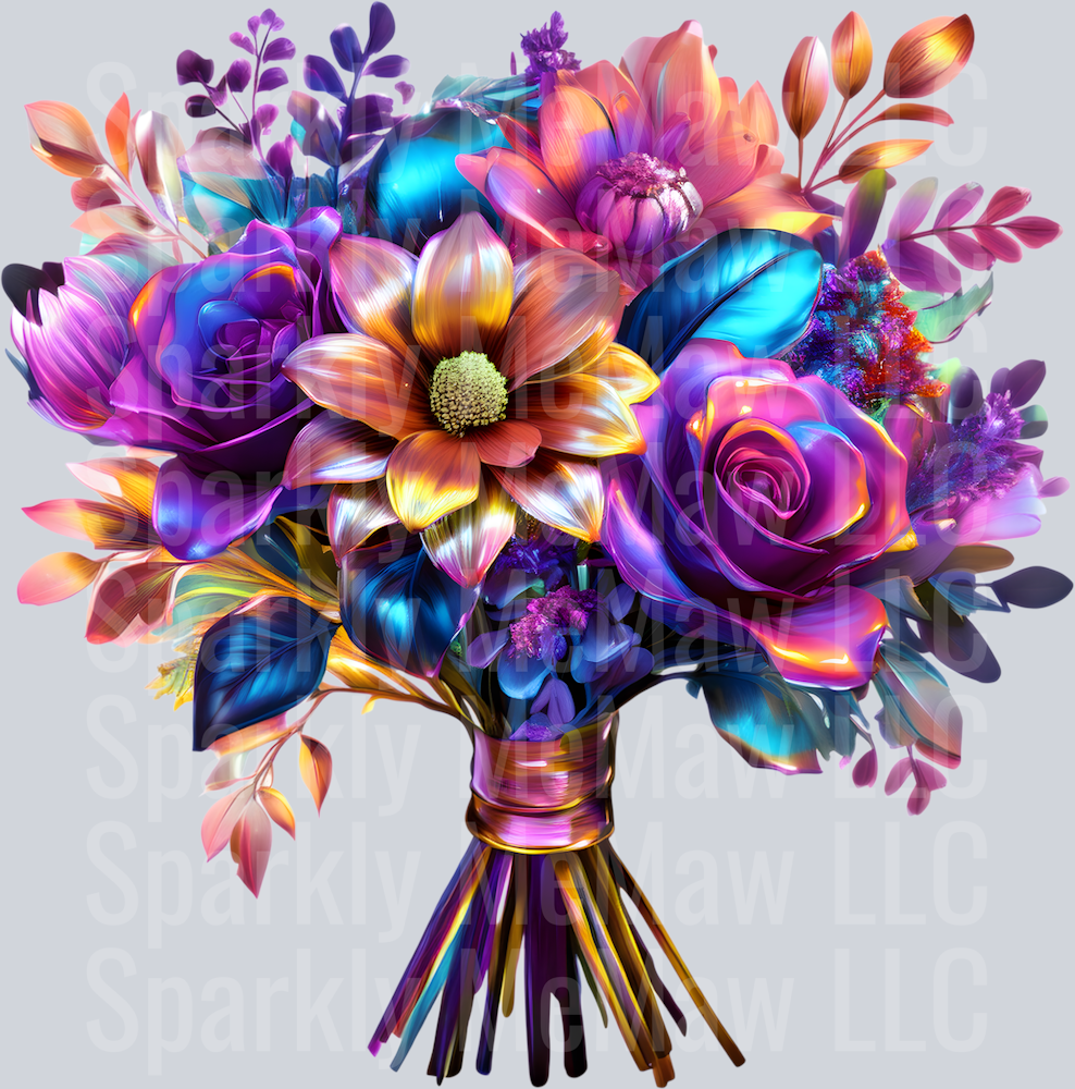 jewel tone floral clipart (127) UV DTF Decal