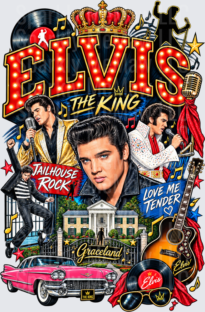 Elvis The King Tribute Collage UV DTF Decal
