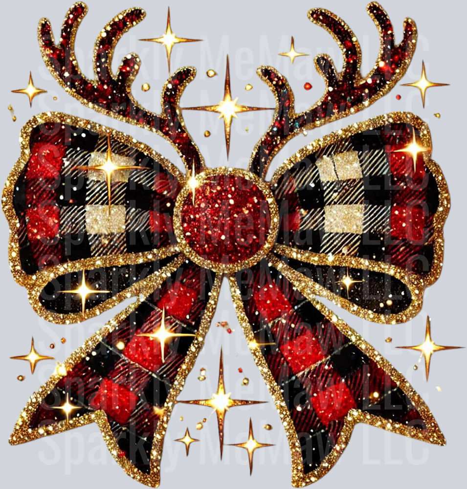 Christmas Reindeer Bow UV DTF Decal