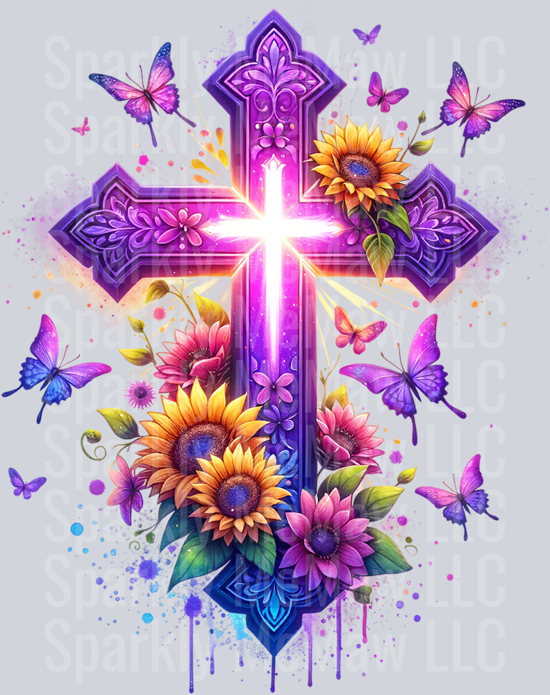 purple cross 11 Clip Art UV DTF Decal