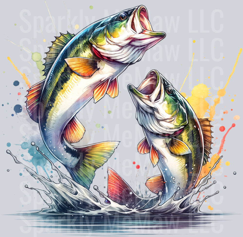 bass fish 4 Clip Art UV DTF Decal