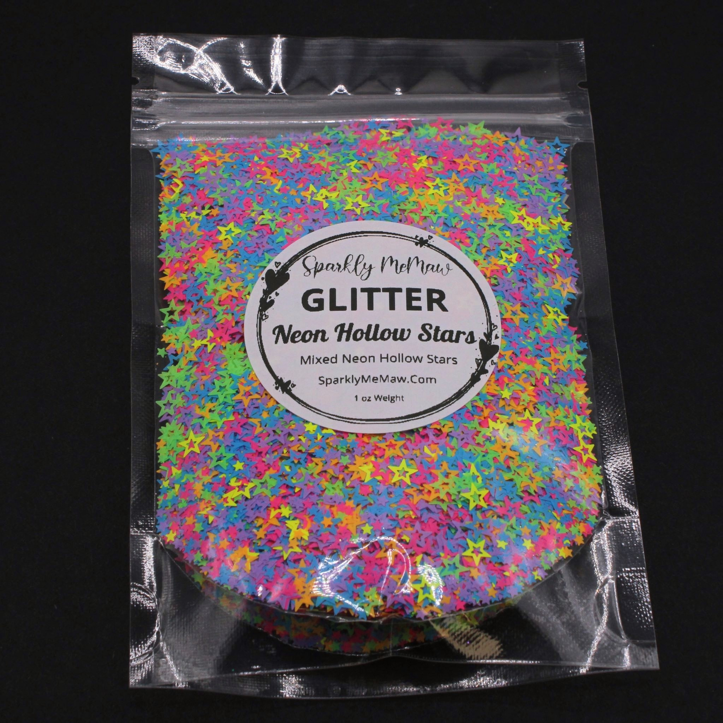 Neon Hollow Stars Shaped Glitter