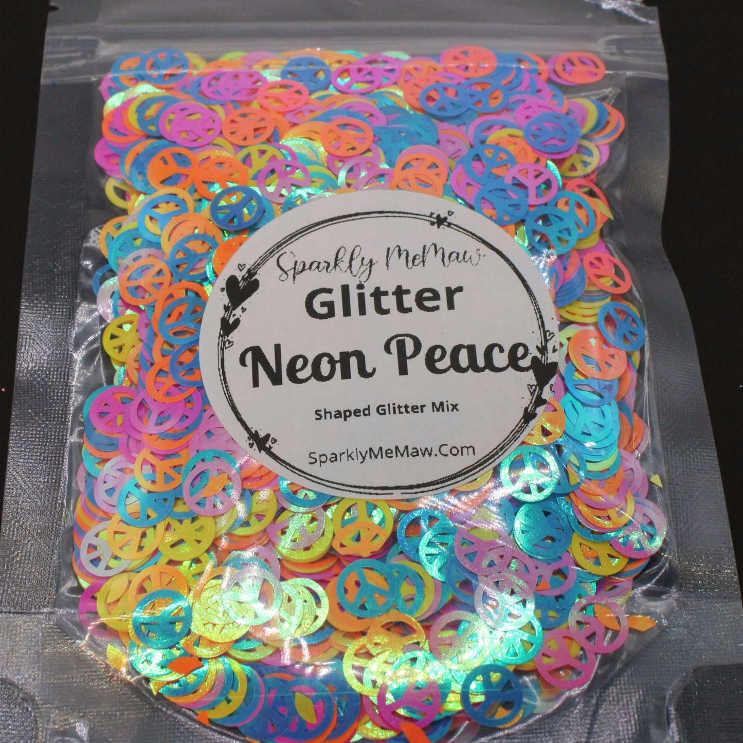 Neon Peace signs Shape Glitter