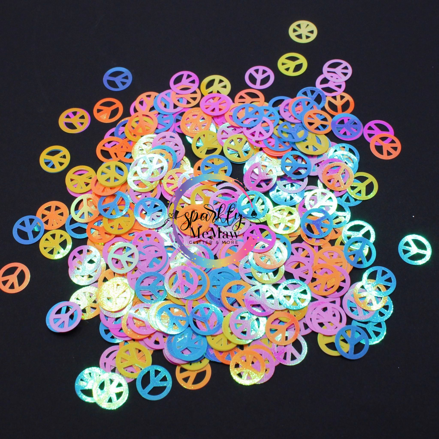 Neon Peace signs Shape Glitter