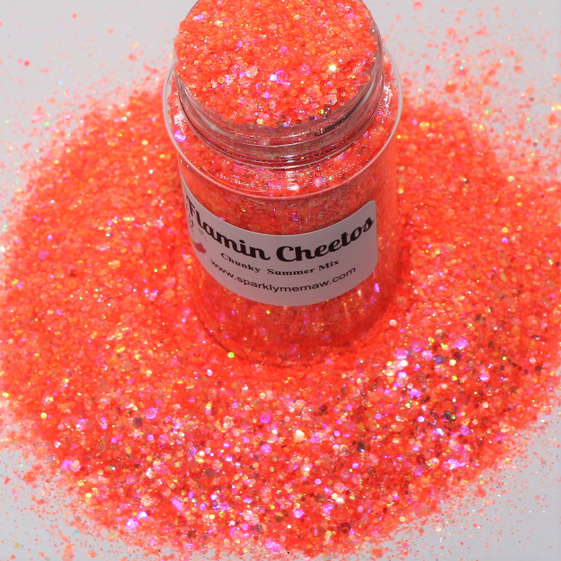 Cheeto dust iridescent glitter, .008, orange, yellow