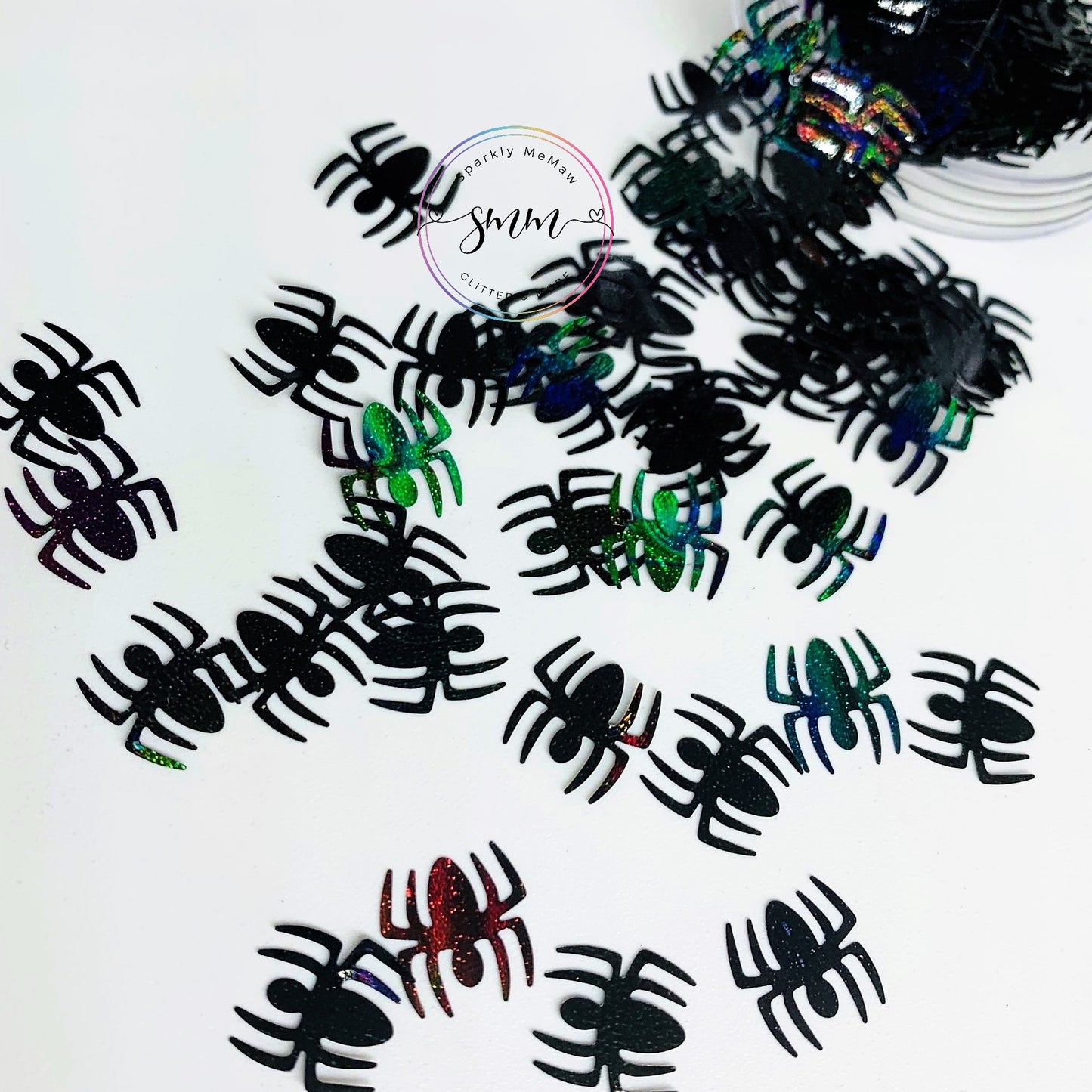 Black Spider Shaped Holographic Glitter