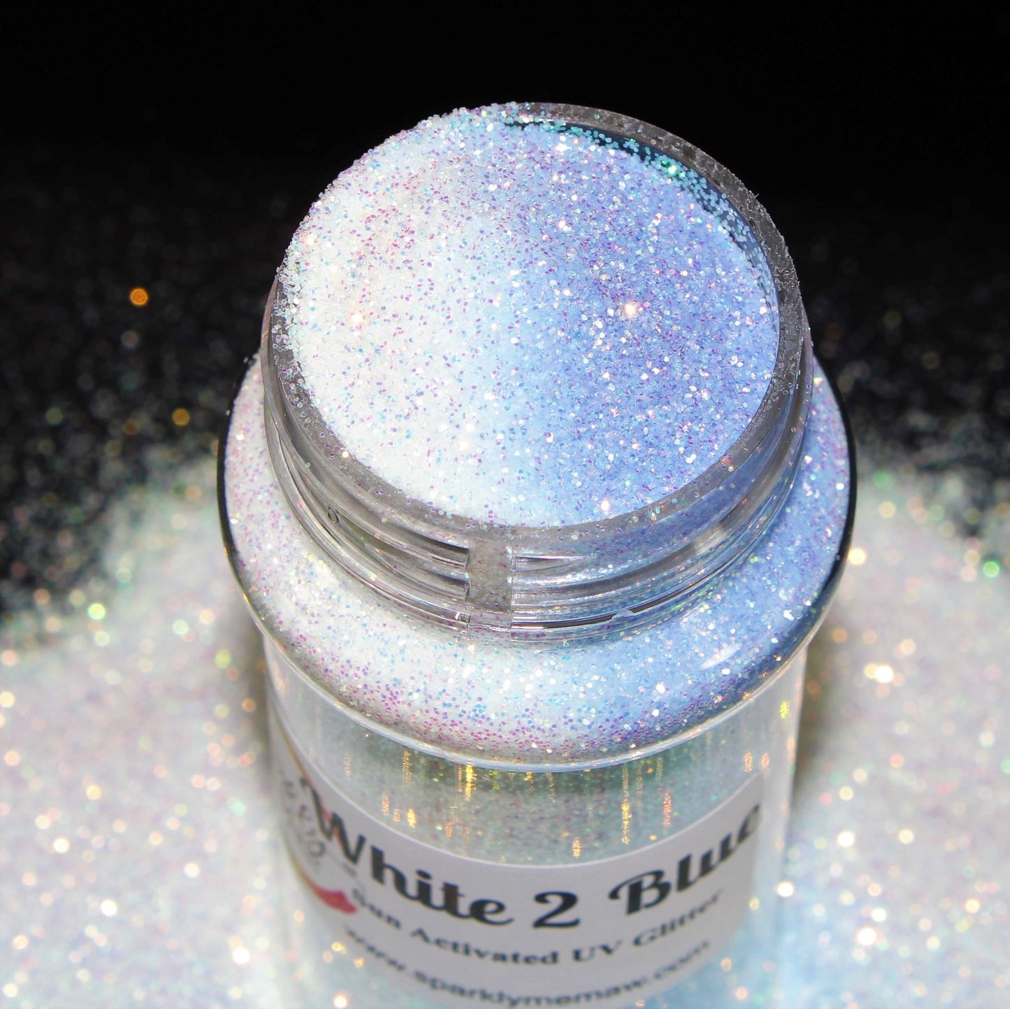White to blue UV Sun activated Color Changing Glitter