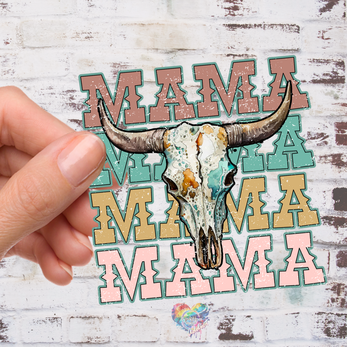 Mama Cow Skull UV 3.5 inch Decal