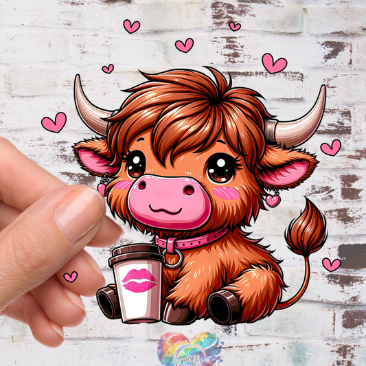 Highland Cow Hearts UV 3.5 inch Decal