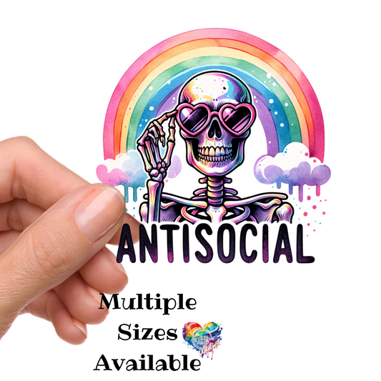 Antisocial Skeleton UV DTF Decal