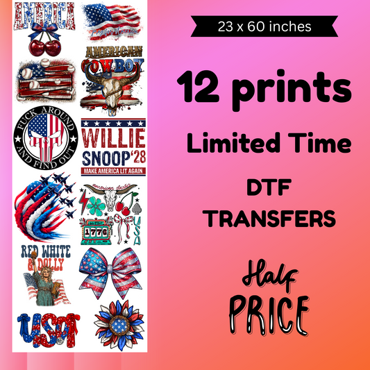 American 1 (For Fabrics Only) Gang Sheet 23x60  inches