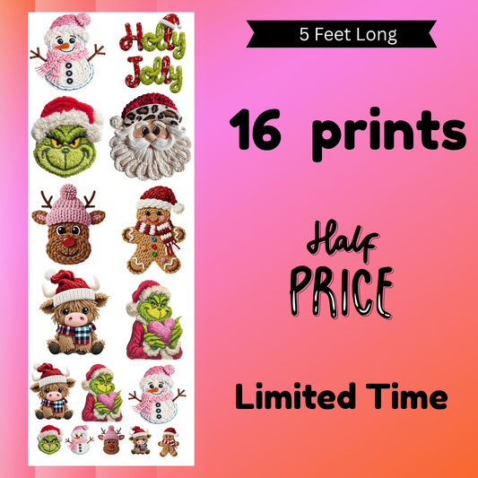 Christmas Yarn Gang (only 10$ at check out)  (For Fabrics Only) Gang Sheet 5 Foot