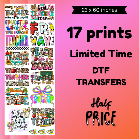 Teacher 1 Gang (For Fabrics Only) Gang Sheet 23x60  inches