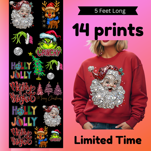 Bling Christmas   (For Fabrics Only) Gang Sheet 5 Foot