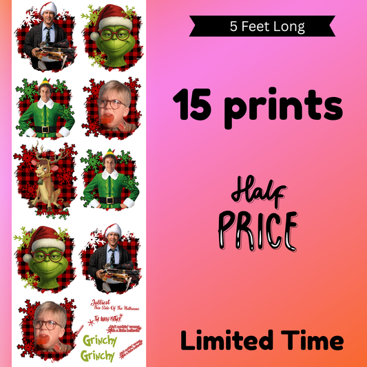 Christmas Movies 2025  (For Fabrics Only) Gang Sheet 5 Foot