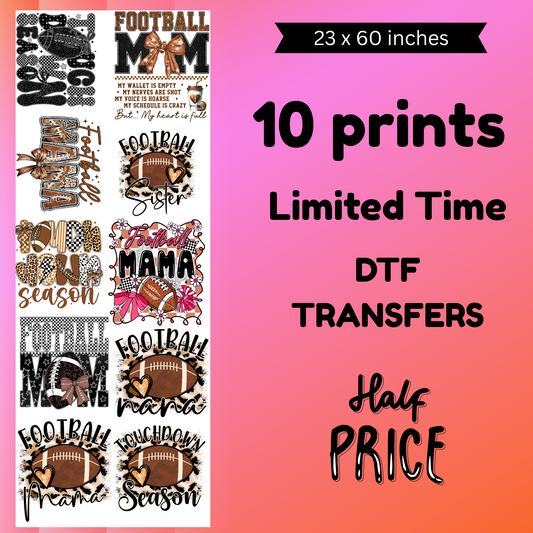 Football Season 1  (For Fabrics Only) Gang Sheet 23x60  inches