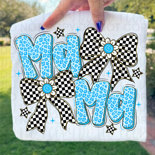 Blue Leopard Mama DTF Transfer (Fabrics)