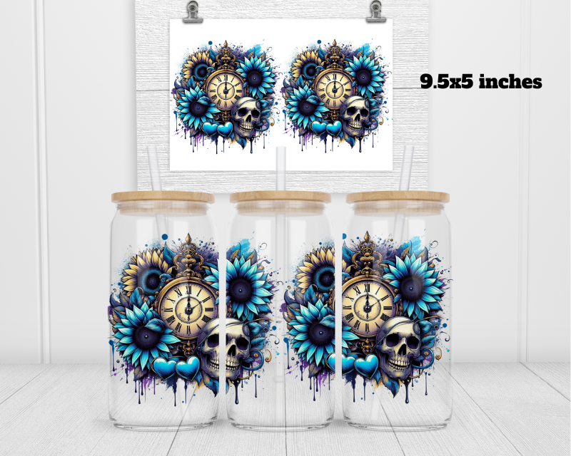 Skull Clock UV DTF Wrap