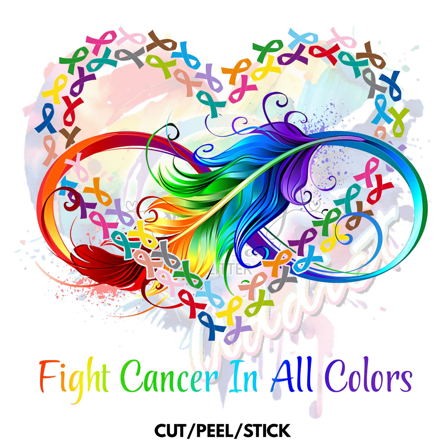 Fight Cancer in all Colors uv dtf decal 3.5 inches tall
