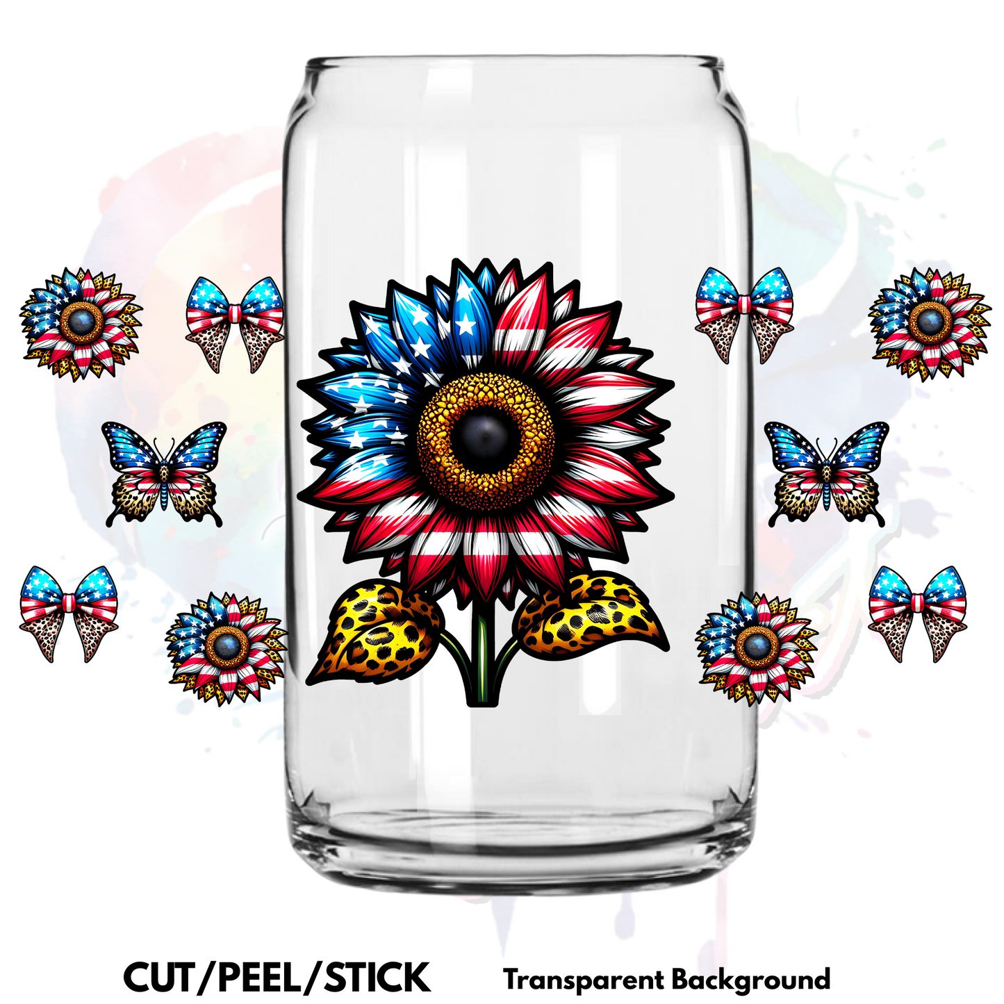 USA Sunflower  UV DTF 16 oz Wrap (Decal Set)