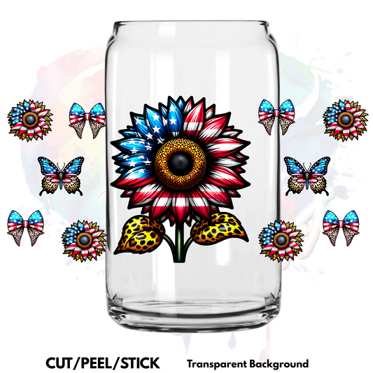 USA Sunflower  UV DTF 16 oz Wrap (Decal Set)