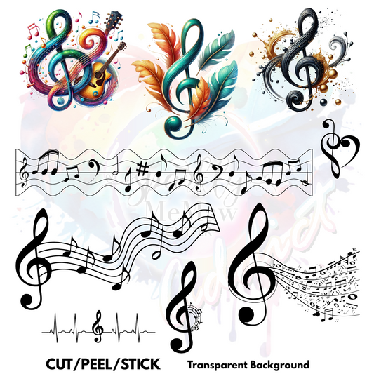 Music Notes 3 UV DTF  Sheet 10x10
