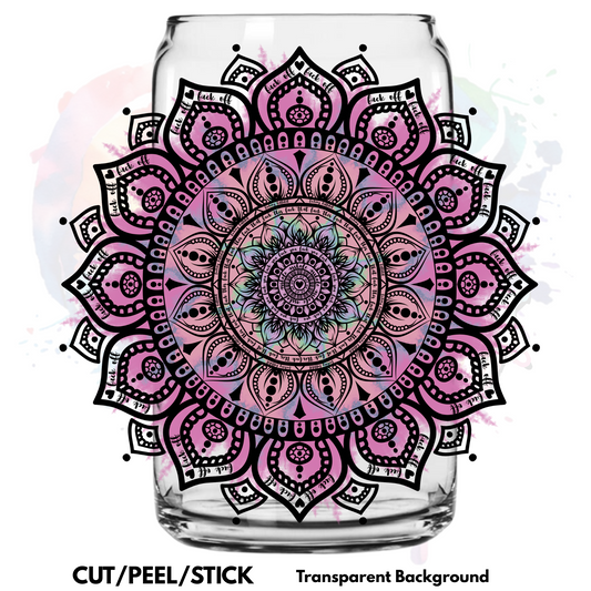 Sweary Mandala Pink Hidden message  UV DTF Decal