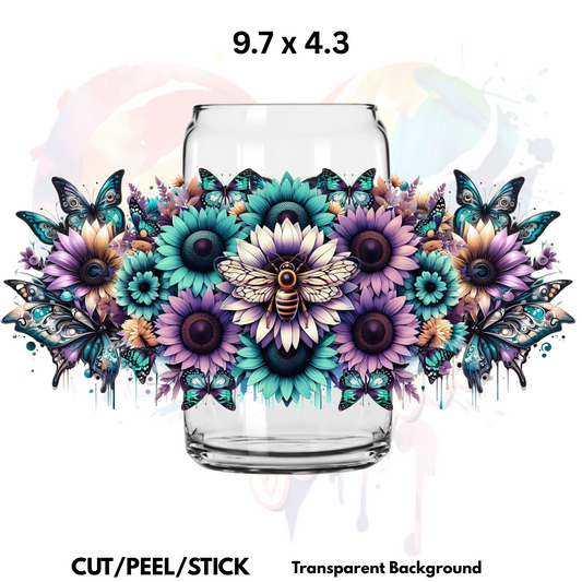 Flower Bee 133 UV  DTF  Wrap