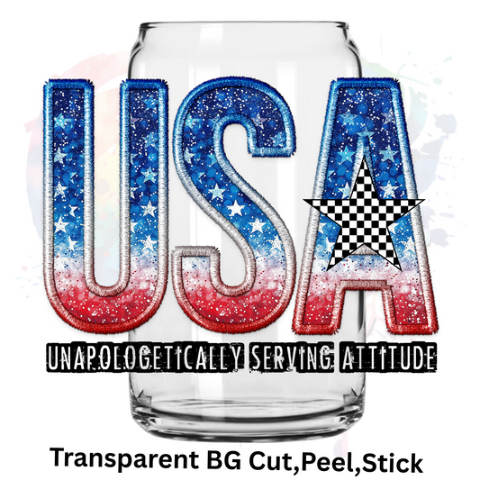 USA Attitude  UV DTF Decal (2 styles) (printed in width)
