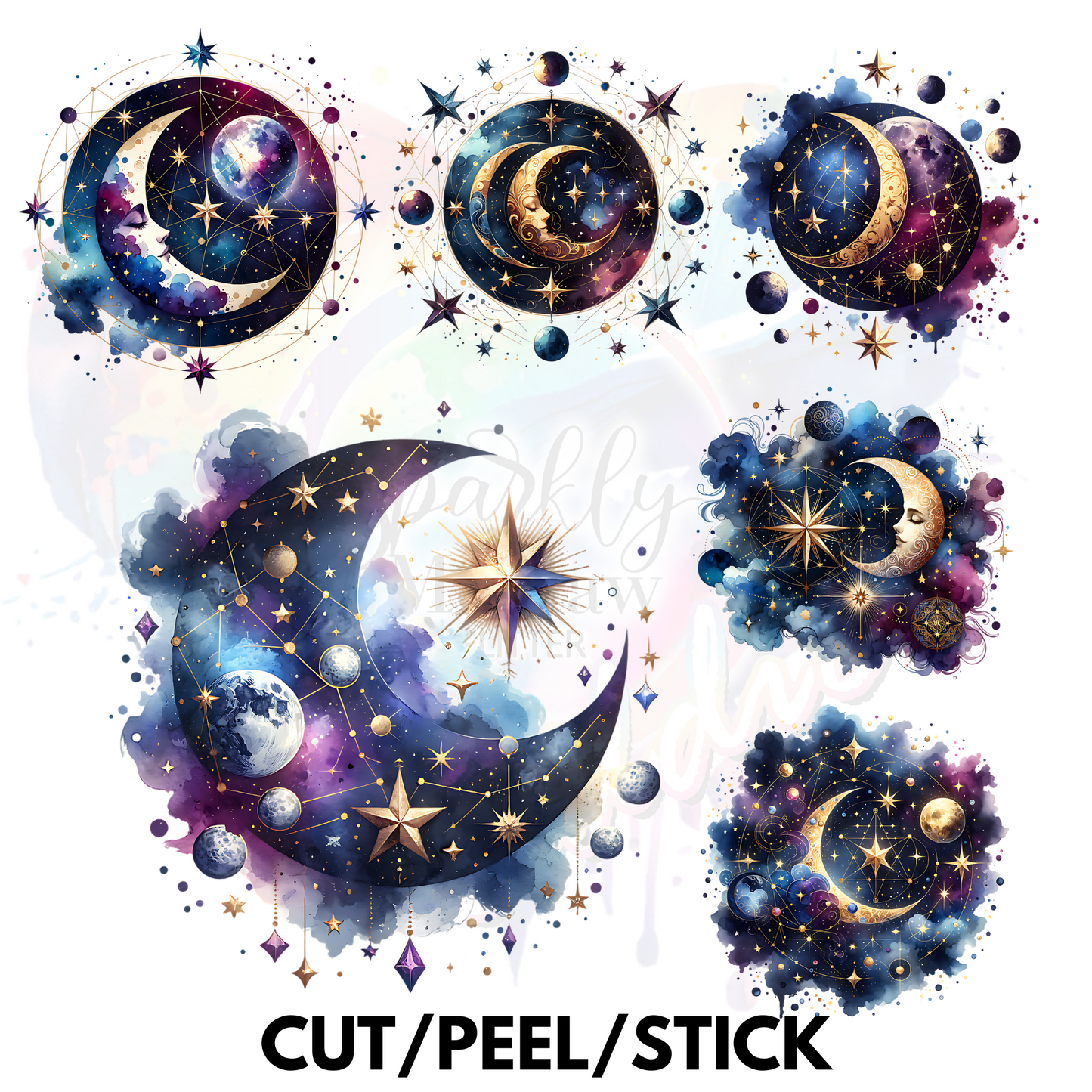 Celestial Moon  Element Sheet (Decals) 9.5x9.5