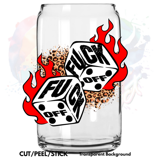 F off Dice  UV DTF Decal