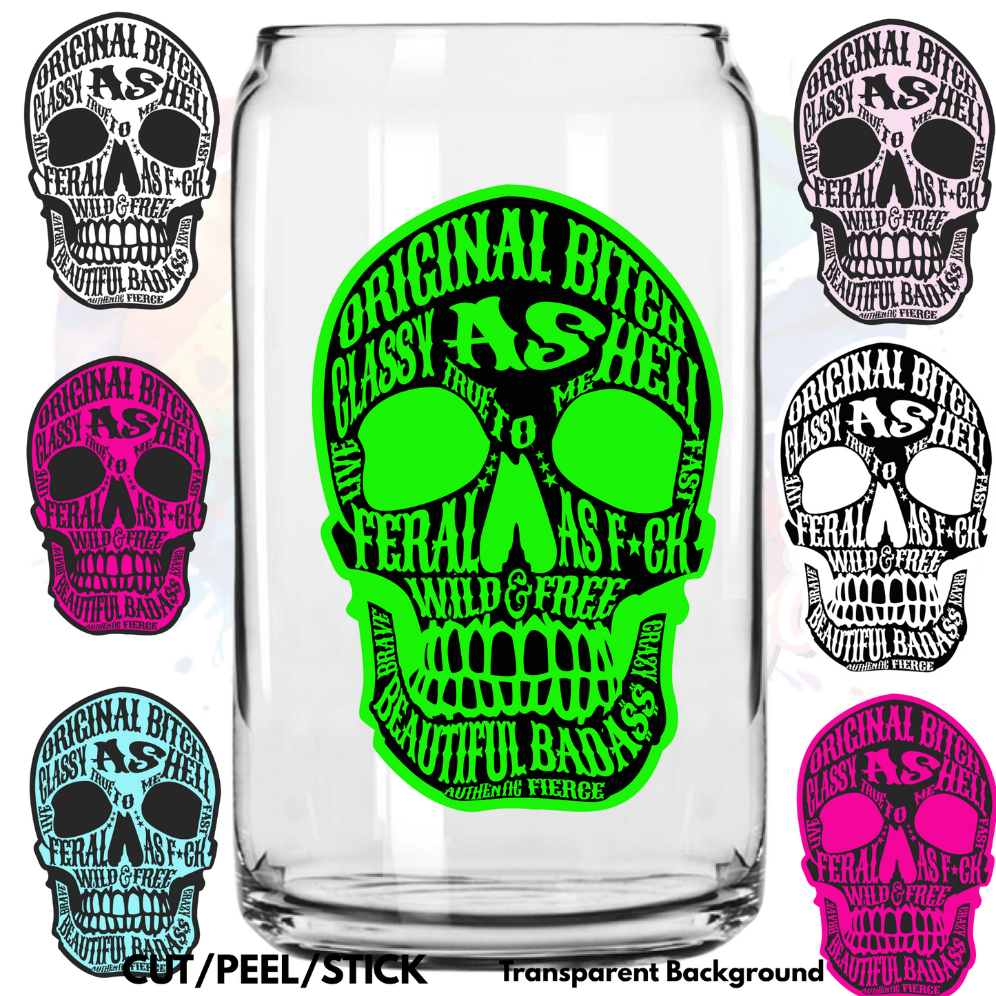 Original B Skull UV DTF Decal Set (7 Decals , 4 inches)
