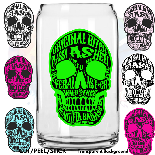 Original B Skull UV DTF Decal Set (7 Decals , 4 inches)