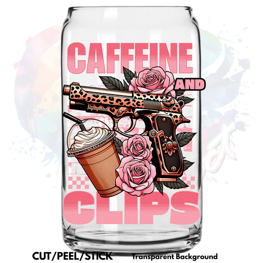 Caffeine and clips UV DTF Decal