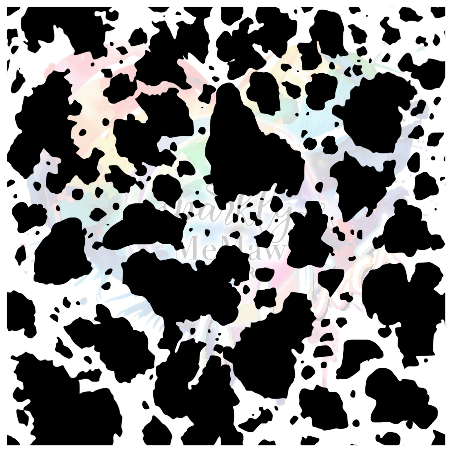 Black Cow Print UV DTF Element Sheet 9x9 inches