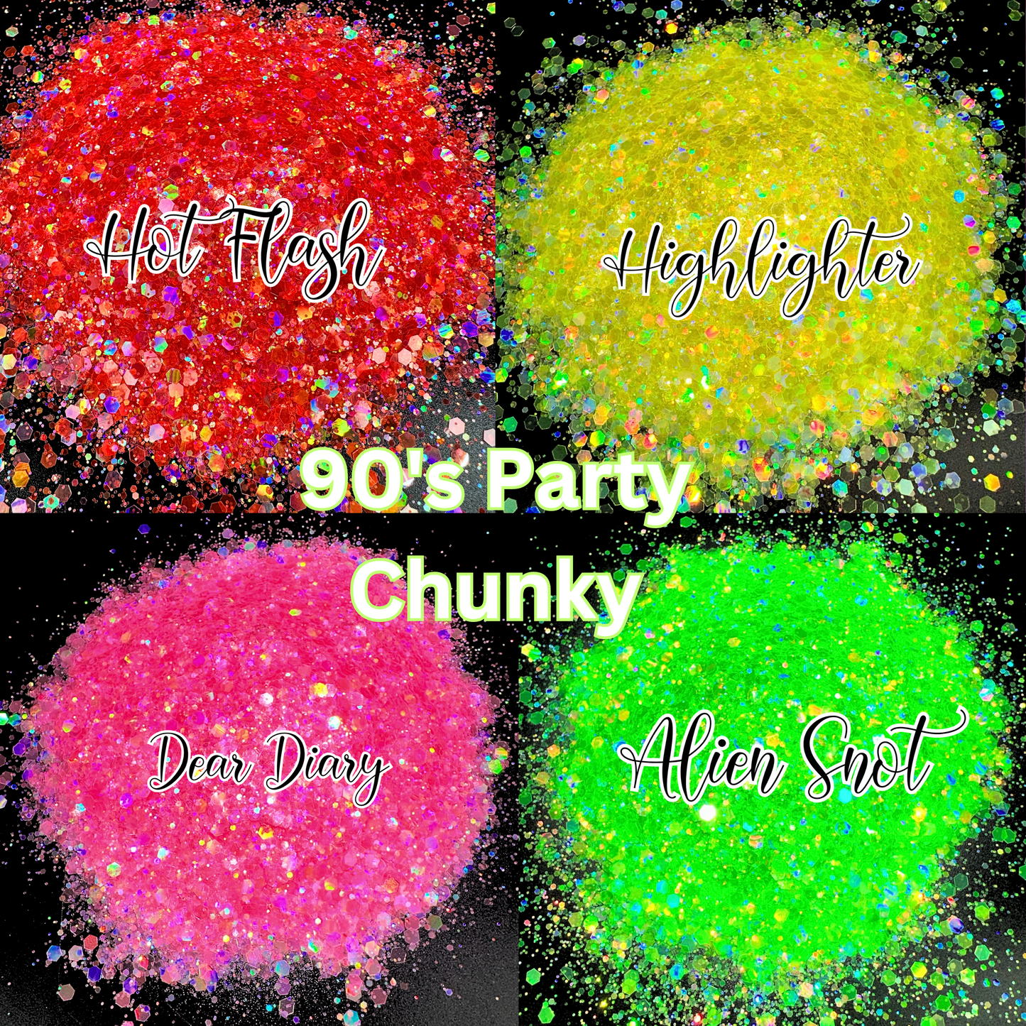 90s Party Chunky Neon Holographic Glitter Bundle