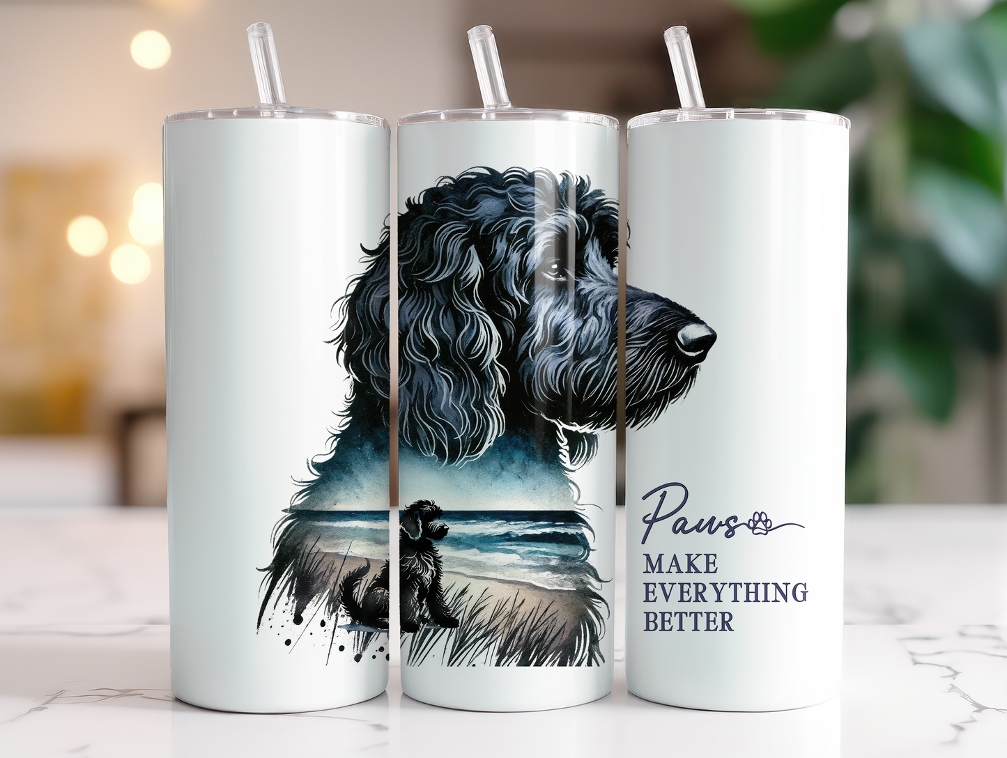 Paws Make everything Better Black Goldendoodle UV DTF Decal