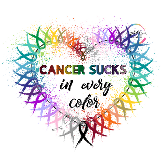 Cancer Sucks in Every Color UV Decal 3.5 x 4 inches