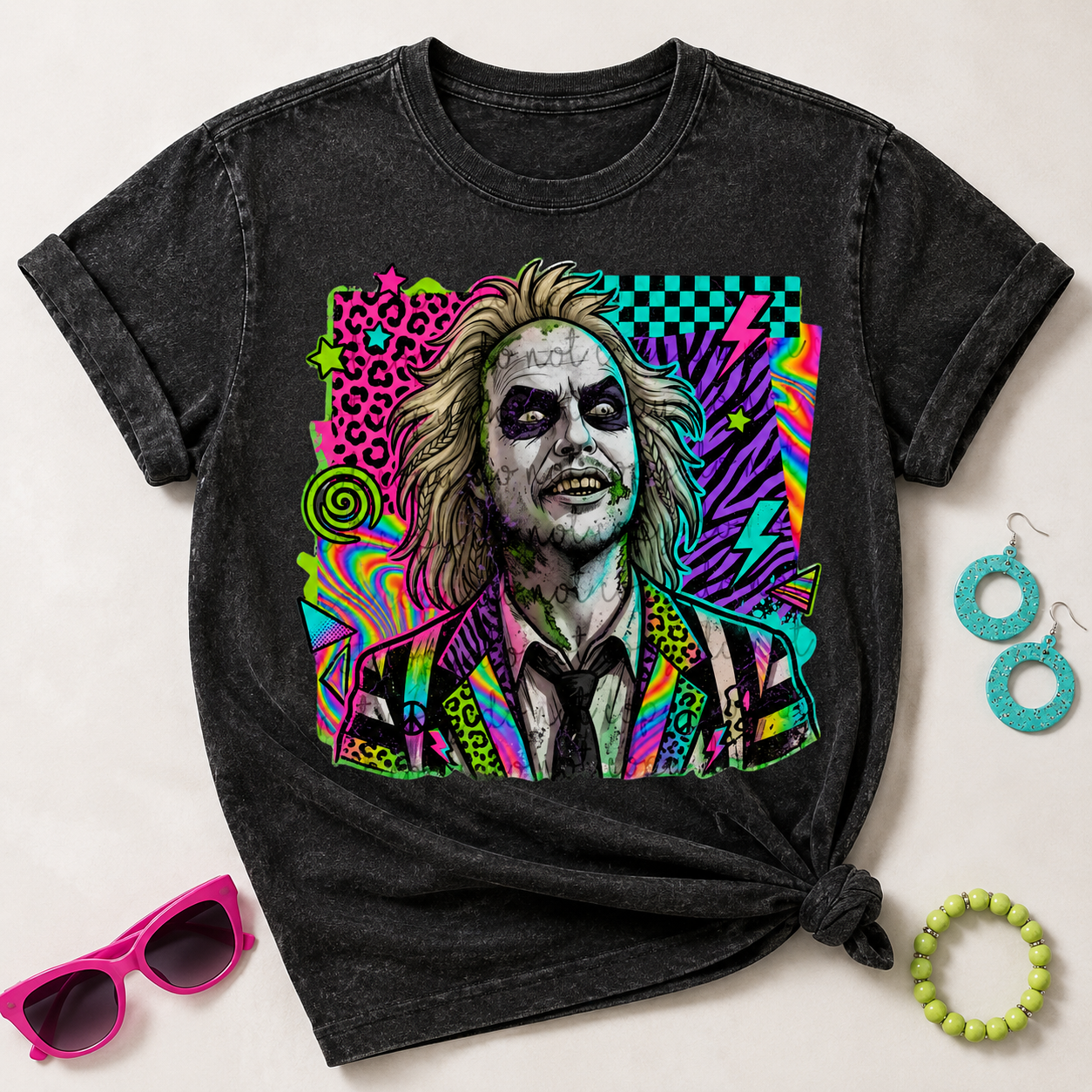 Beetlejuice Neon Retro Pop Art DTF Transfer